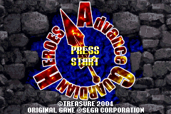 Advance Guardian Heroes title screen for GameBoy Advance